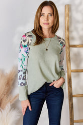 Hailey & Co Full Size Printed Round Neck Blouse - Versatile Women's Top